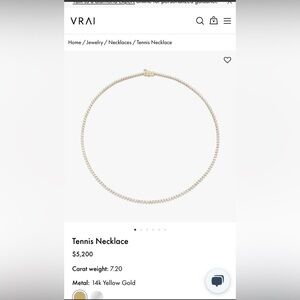 18in 14Kt Yellow Gold VS2+ Tennis Chain Necklace